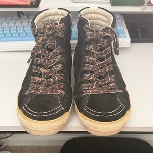 Golden Goose Black and Brown High-Top Sneakers - Slide